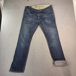 Tommy Hilfiger Jeans Mens Blue Stretch Denim Selvedge Straight Leg Fits 34x32